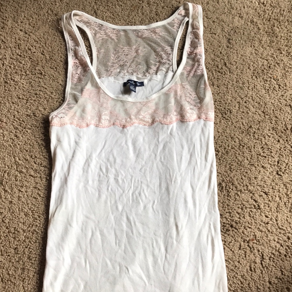 White with lace tank top